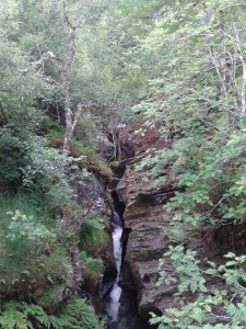 The gorge like waterfall on the Burn of Brown