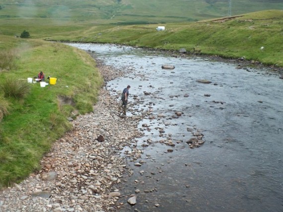 Salon fry count survey site at Sherramore Lodge. Doubt if anone would disagree that this is the habitat that a salmon fry's dreams are made of. 