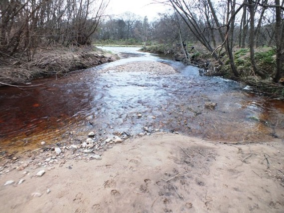 Looking towards the confluence with the Spey.