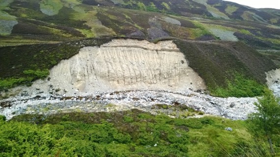 An example of the many eroding banks of the Gynack